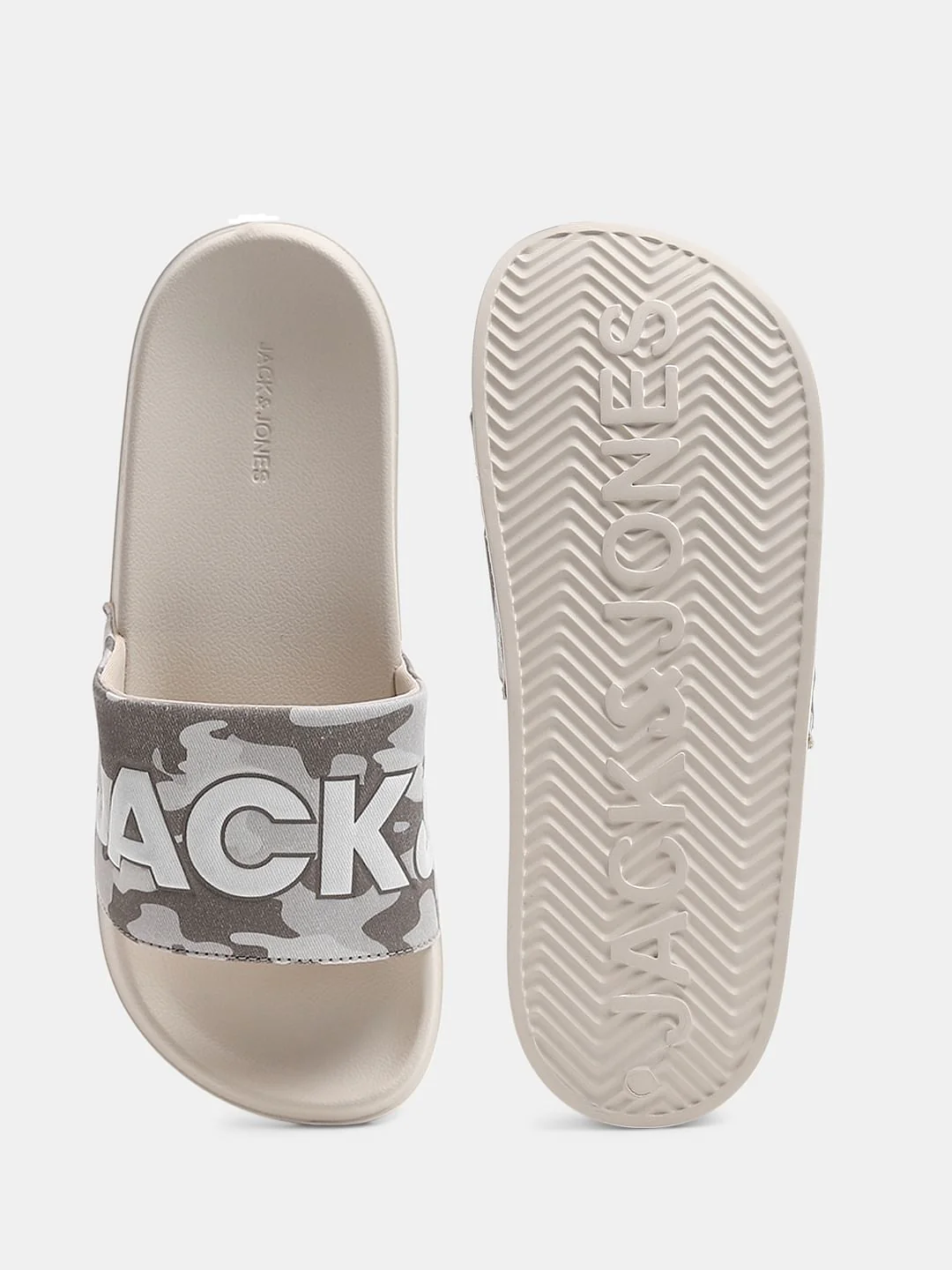 Beige Camo Embroidered Logo Pool Sliders - Image 5