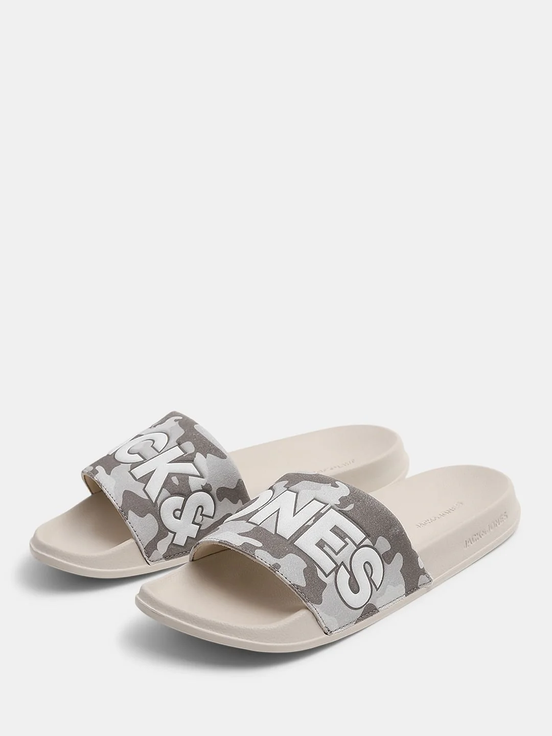 Beige Camo Embroidered Logo Pool Sliders - Image 6