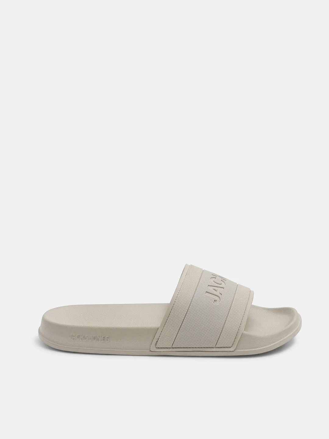 Beige Logo Print Pool Sliders - Image 2