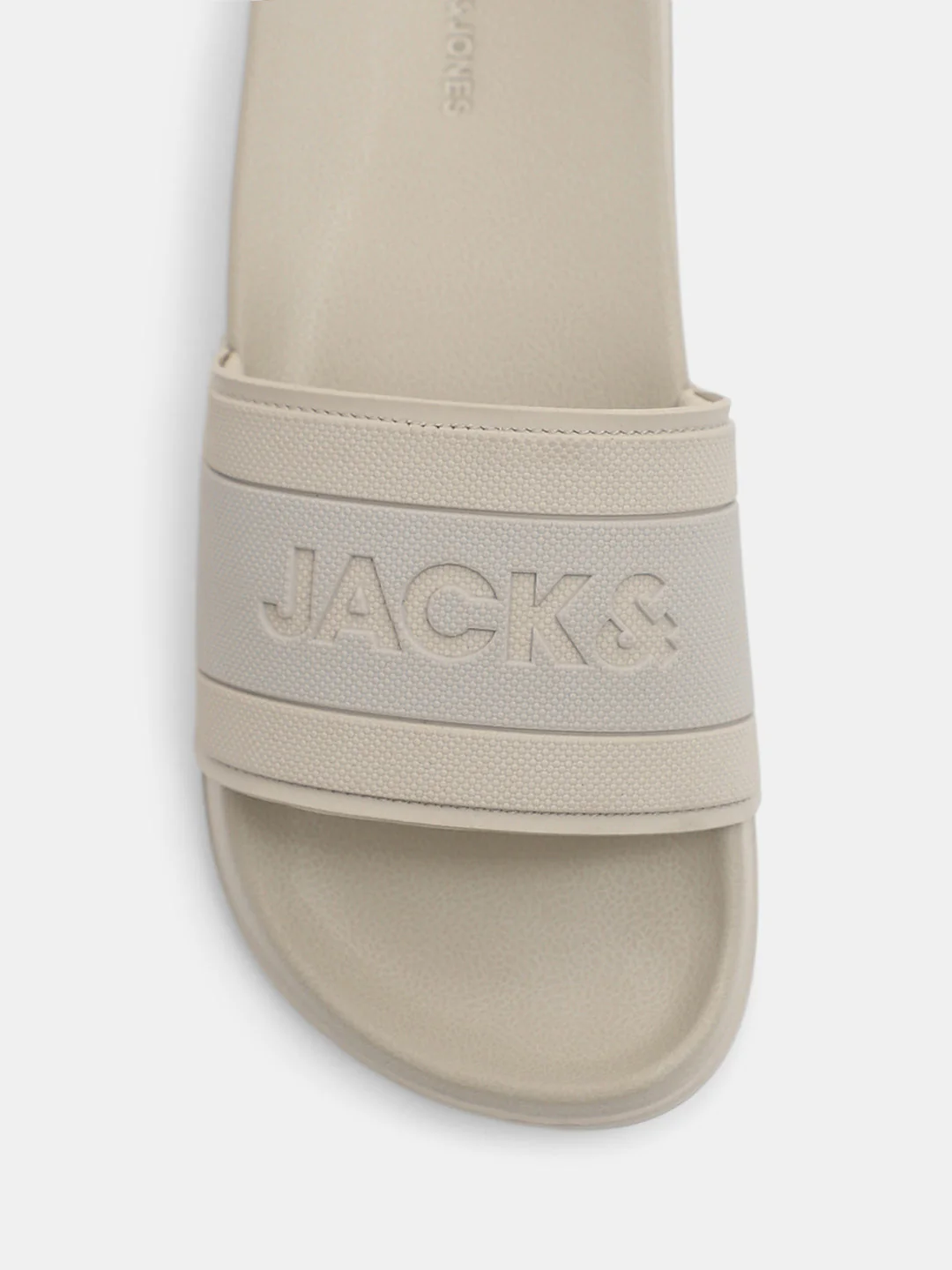Beige Logo Print Pool Sliders - Image 7