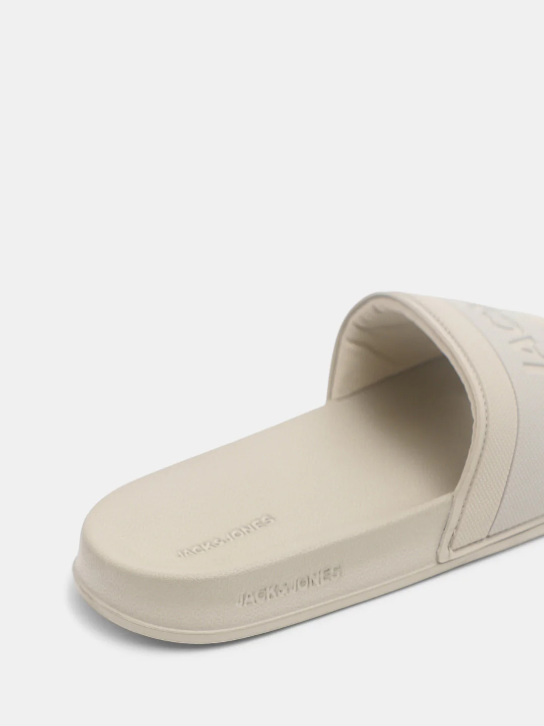 Beige Logo Print Pool Sliders - Image 8