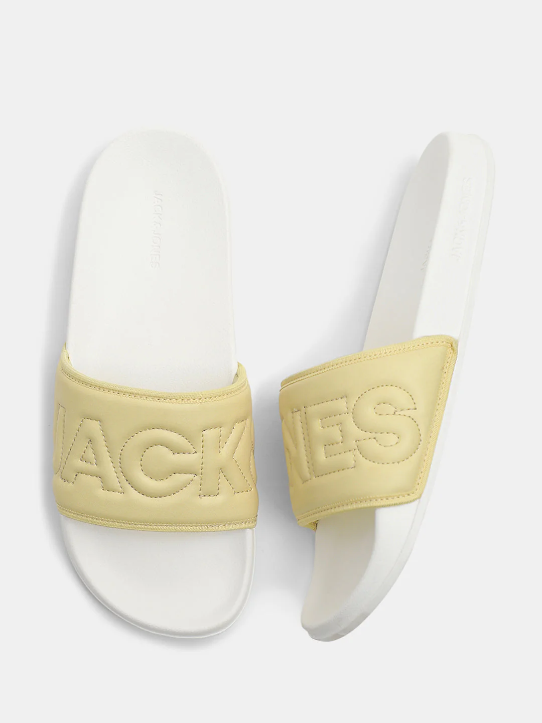 Yellow Stitch Logo Quilted Pool Sliders - Image 3