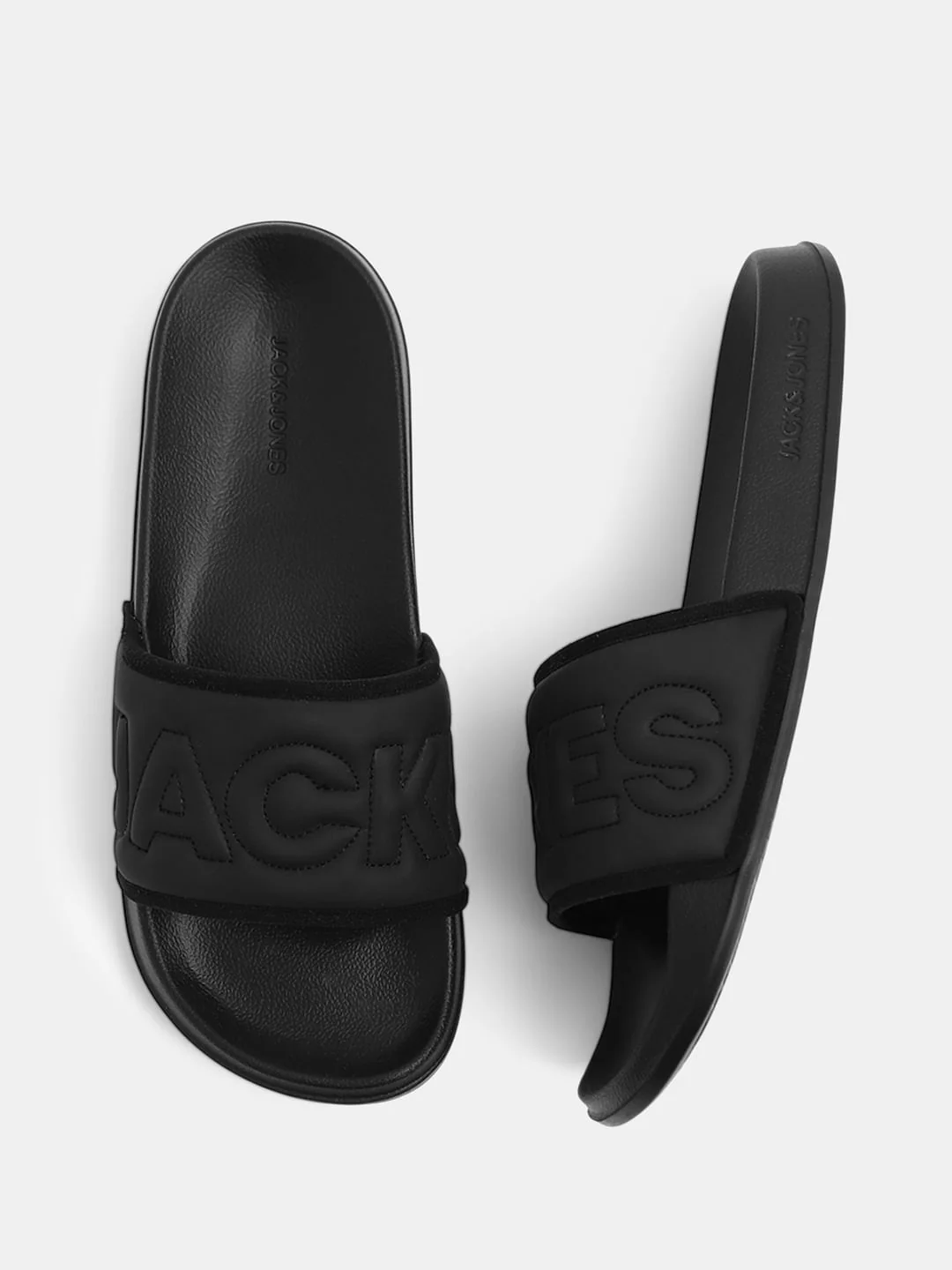 Black Quilted Logo Pool Sliders - Image 3