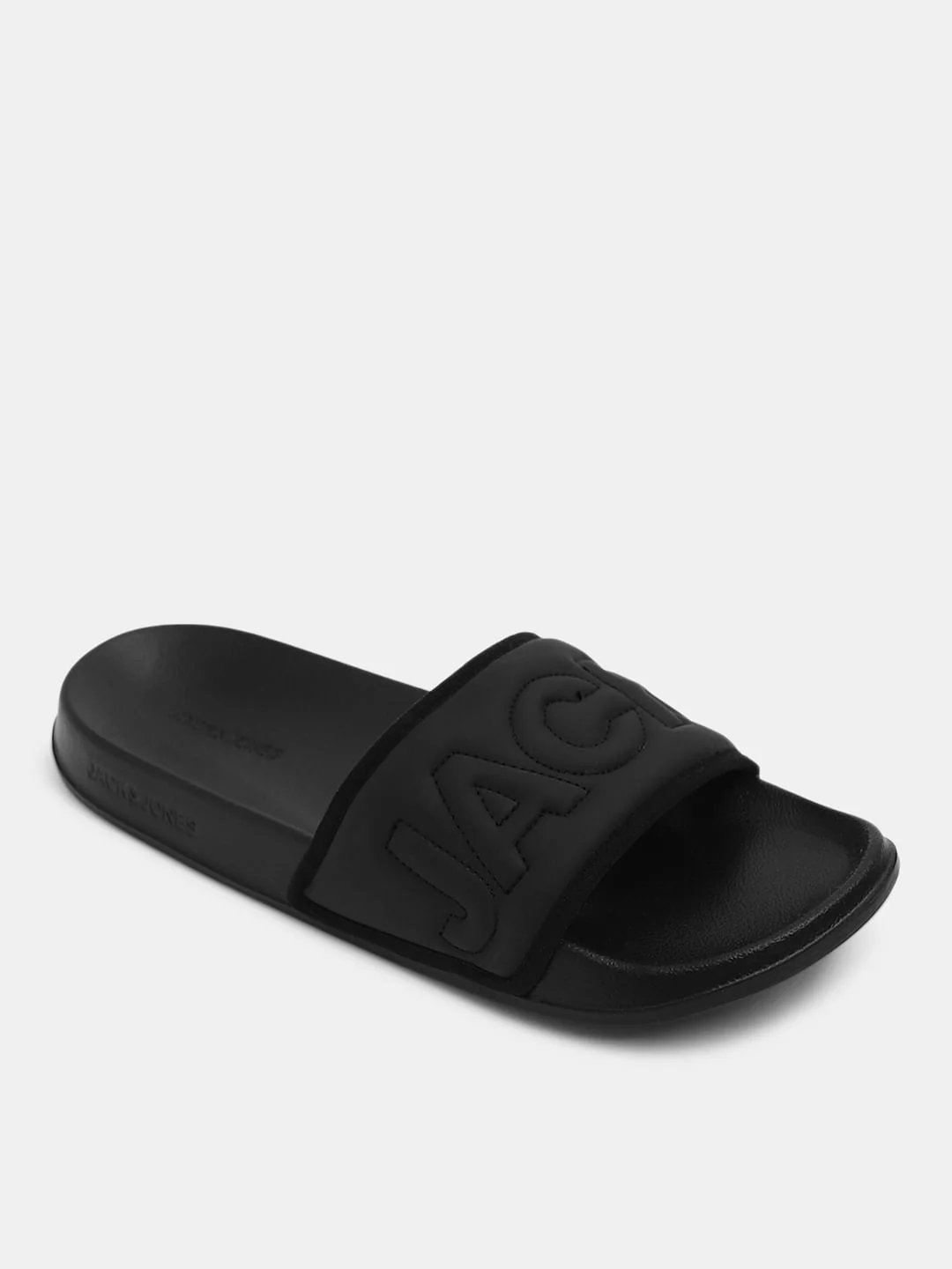Black Quilted Logo Pool Sliders - Image 4