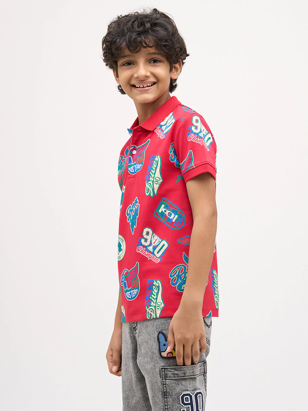Boys Printed Cotton Polo - Image 3