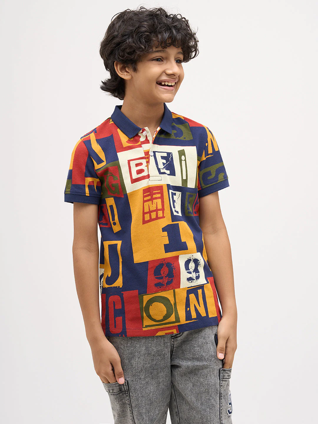 Boys Typographic Print Polo - Image 2