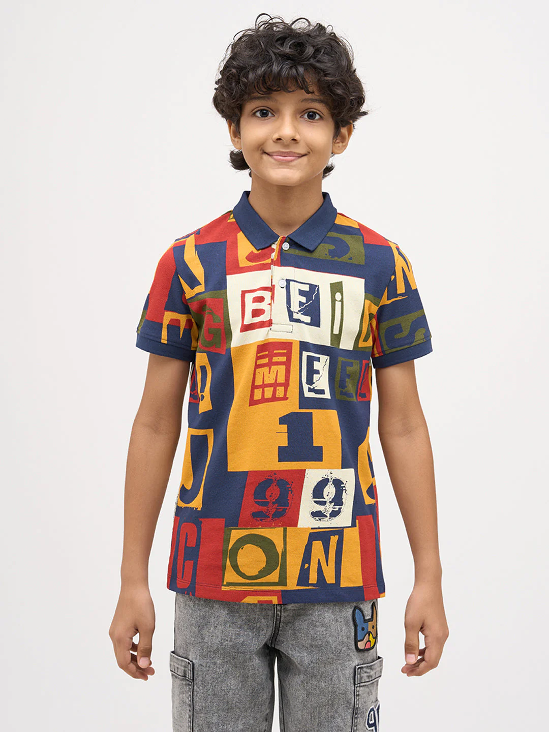 Boys Typographic Print Polo - Image 8