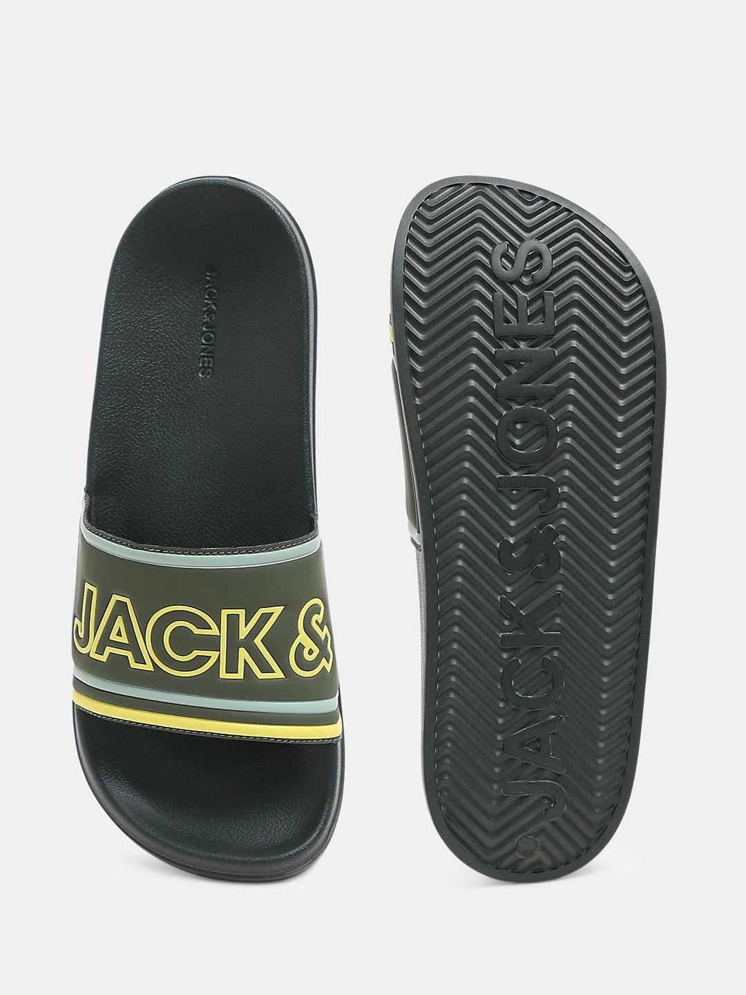 Olive Contrast Logo Pool Sliders - Image 5