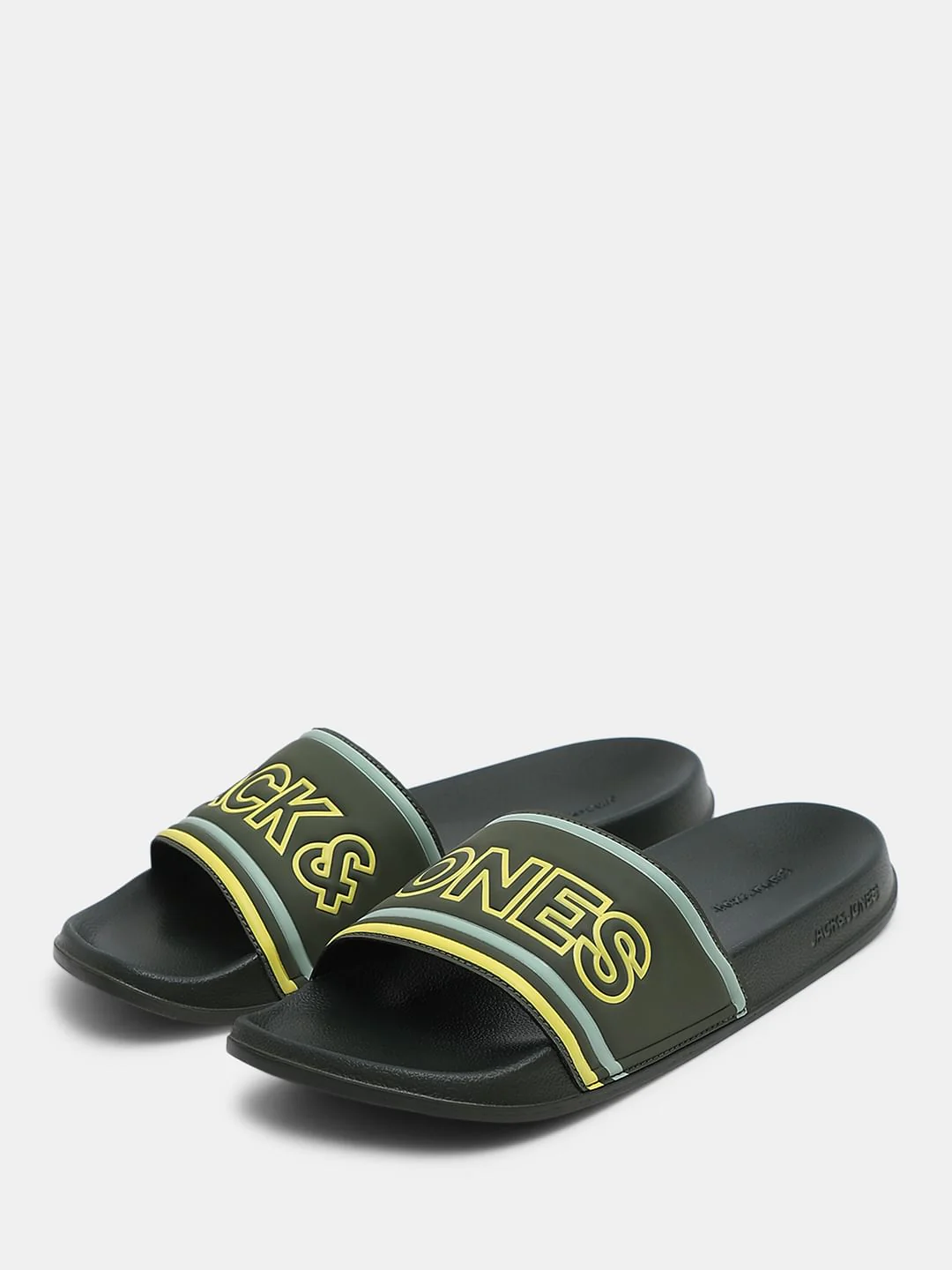Olive Contrast Logo Pool Sliders - Image 6