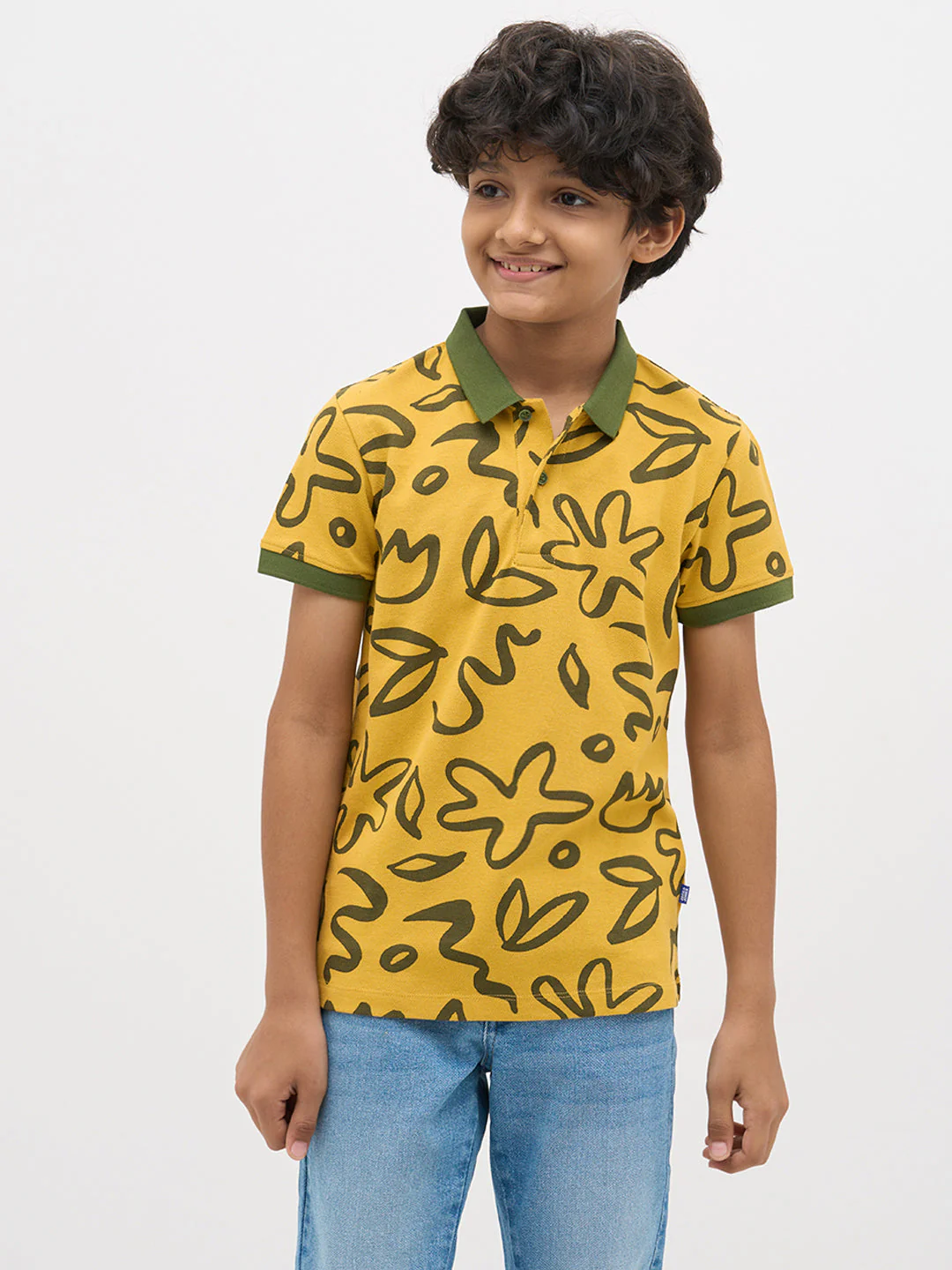 Yellow Printed Cotton Polo - Image 2