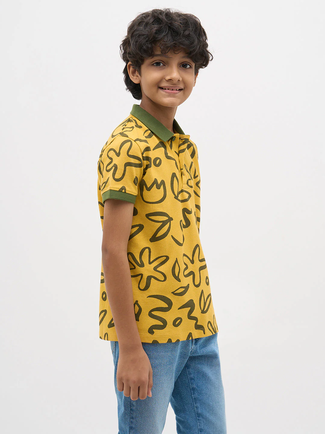 Yellow Printed Cotton Polo - Image 3