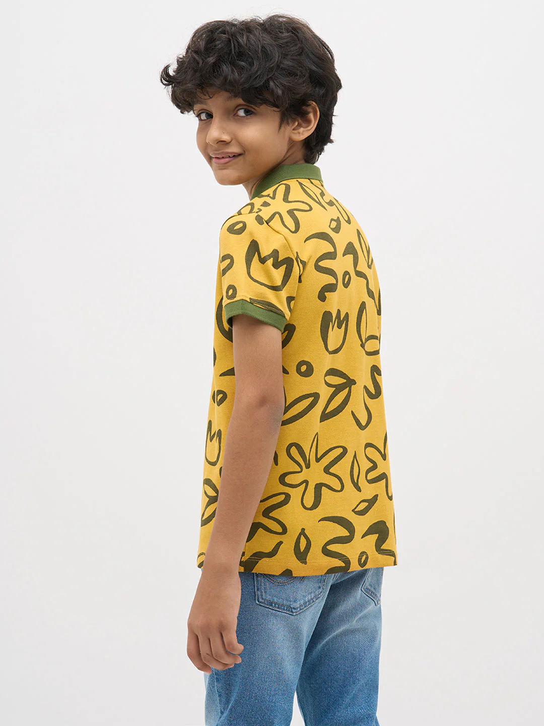 Yellow Printed Cotton Polo - Image 4