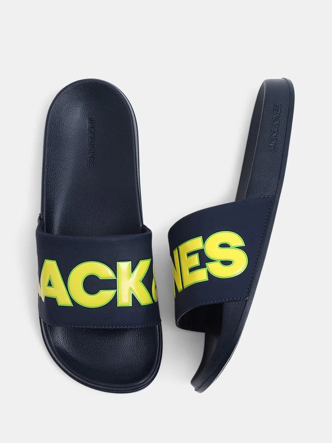 Navy Blue Contrast Logo PU Pool Sliders - Image 3