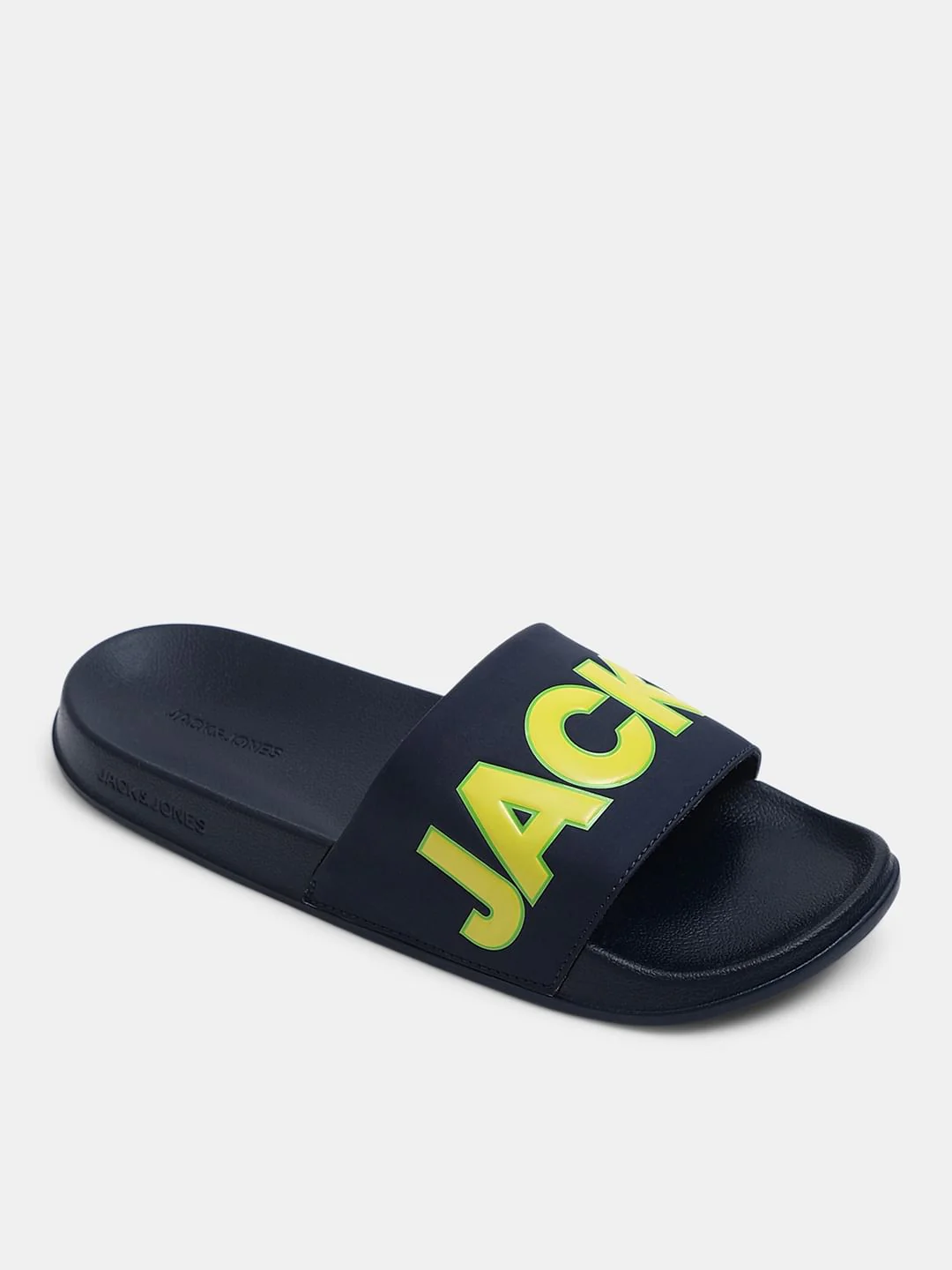 Navy Blue Contrast Logo PU Pool Sliders - Image 4