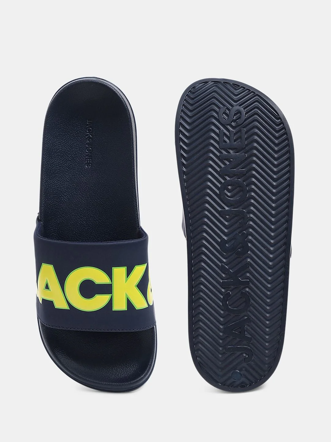 Navy Blue Contrast Logo PU Pool Sliders - Image 5
