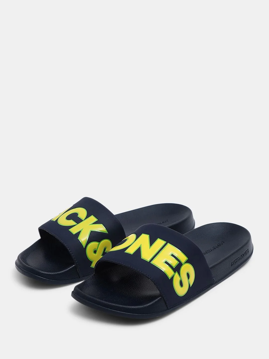 Navy Blue Contrast Logo PU Pool Sliders - Image 6