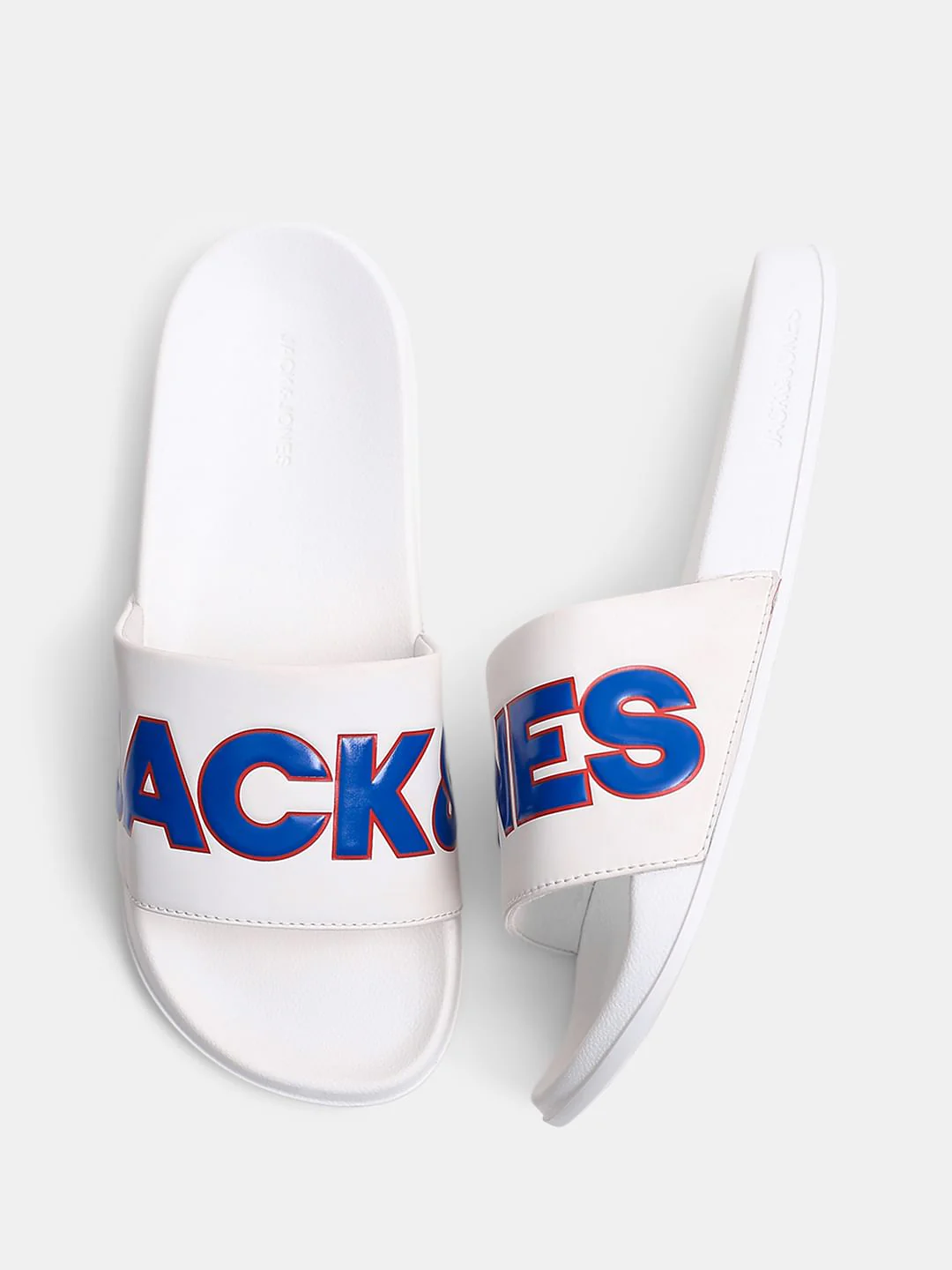 White Contrast Logo PU Pool Sliders - Image 3