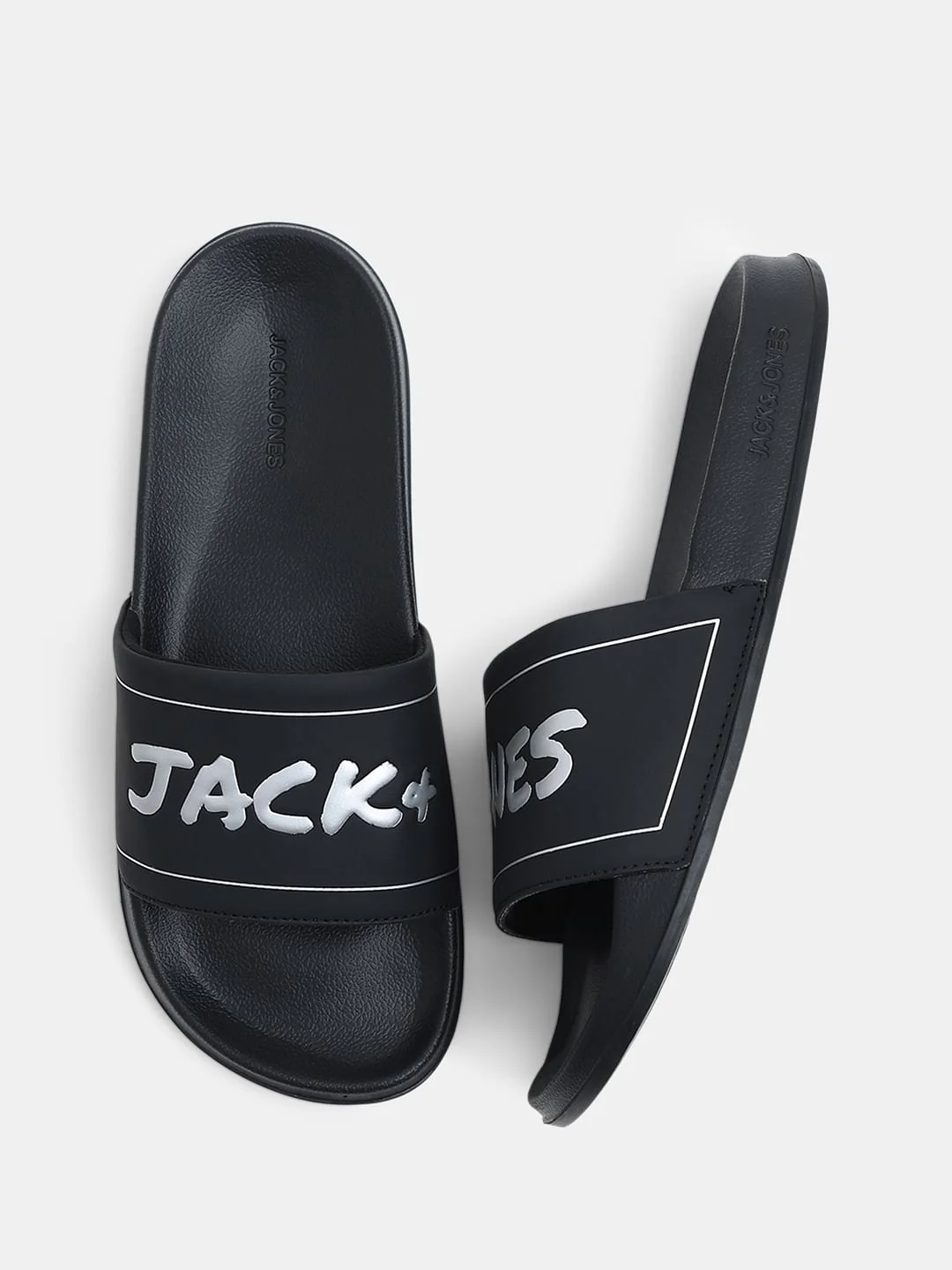 Black Logo Print Pool Sliders - Image 3