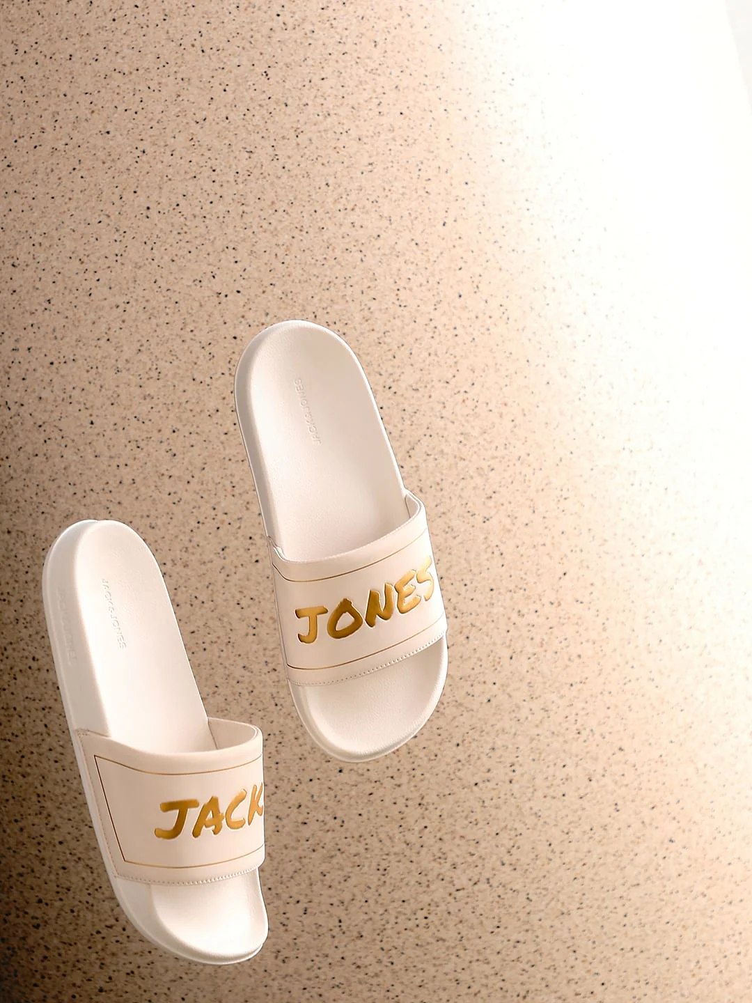 White Logo Print Pool Sliders