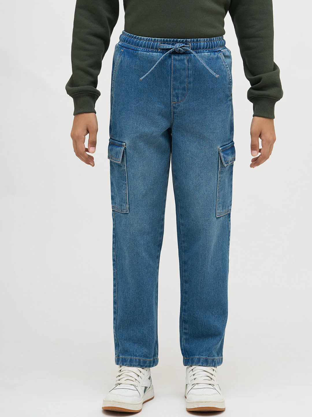 Boys Blue Washed Cargo Jeans - Image 8