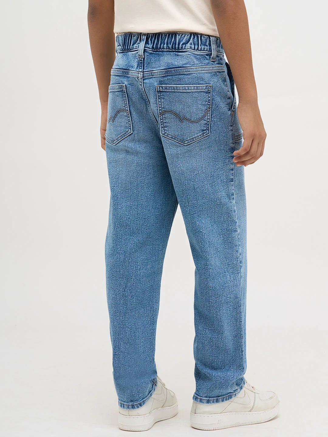 Light Blue Patch Pocket Loose Fit Jeans - Image 4