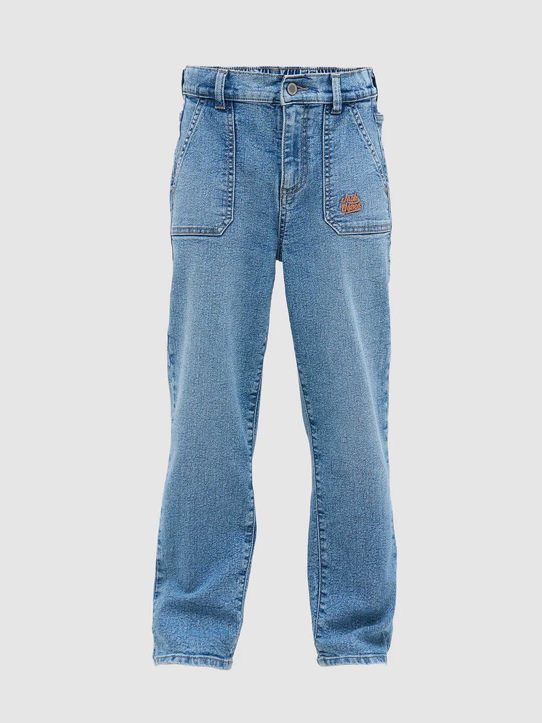 Light Blue Patch Pocket Loose Fit Jeans - Image 7