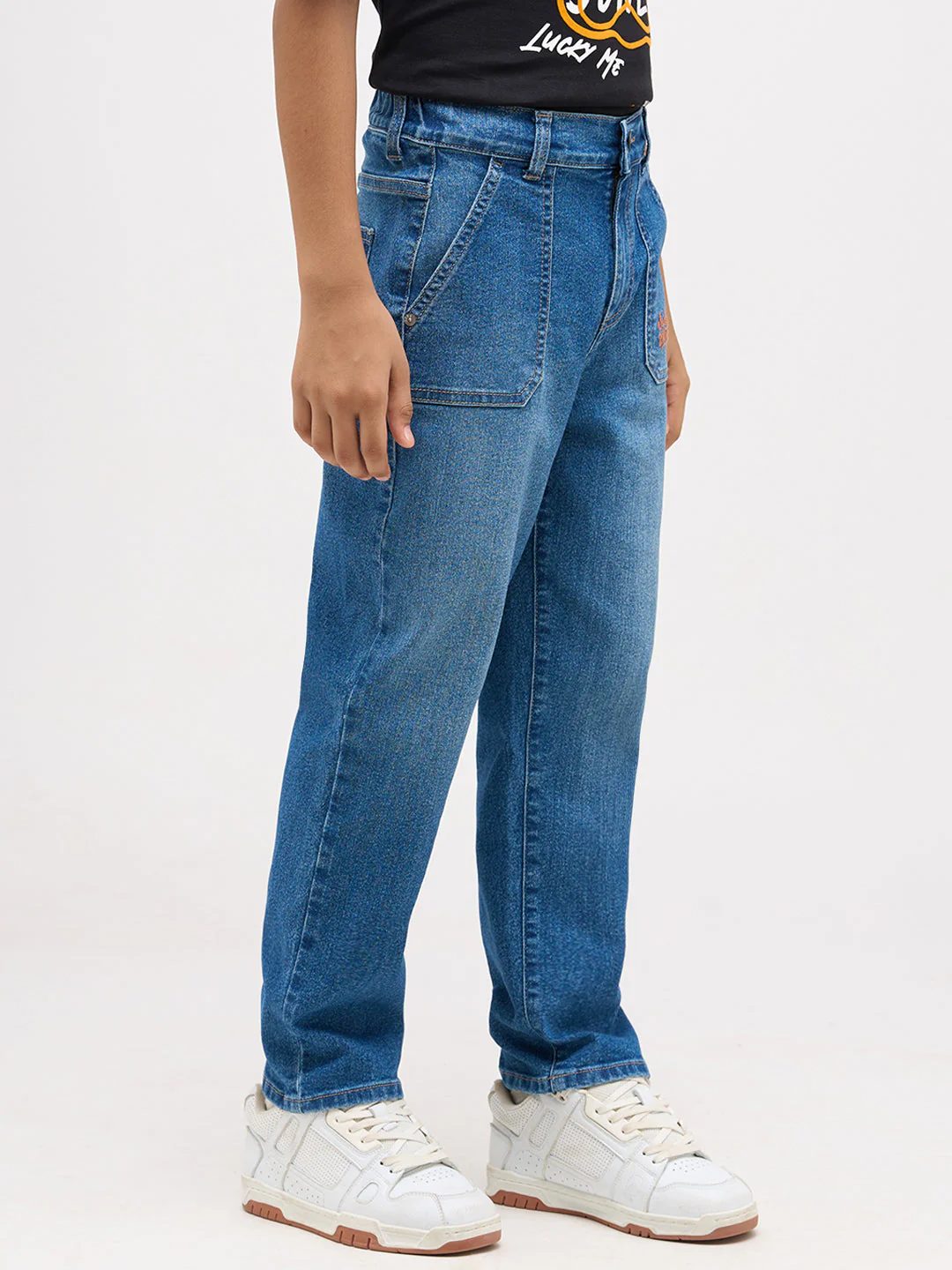 Boys Mid Rise Washed Loose Fit Jeans - Image 3