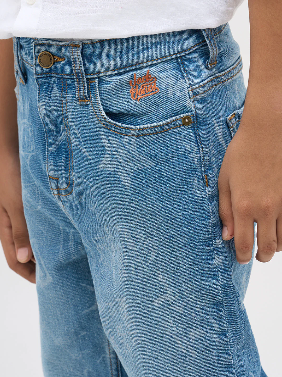 Blue Washed Printed Loose Fit Jeans - Image 6