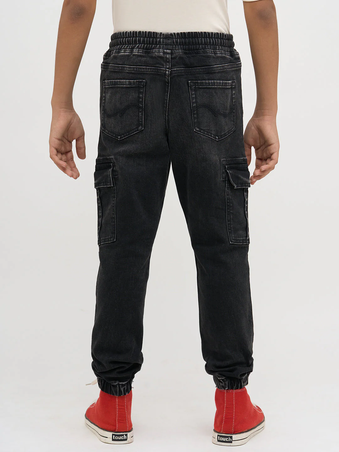 Black Cotton Faded Jogger Jeans - Image 9