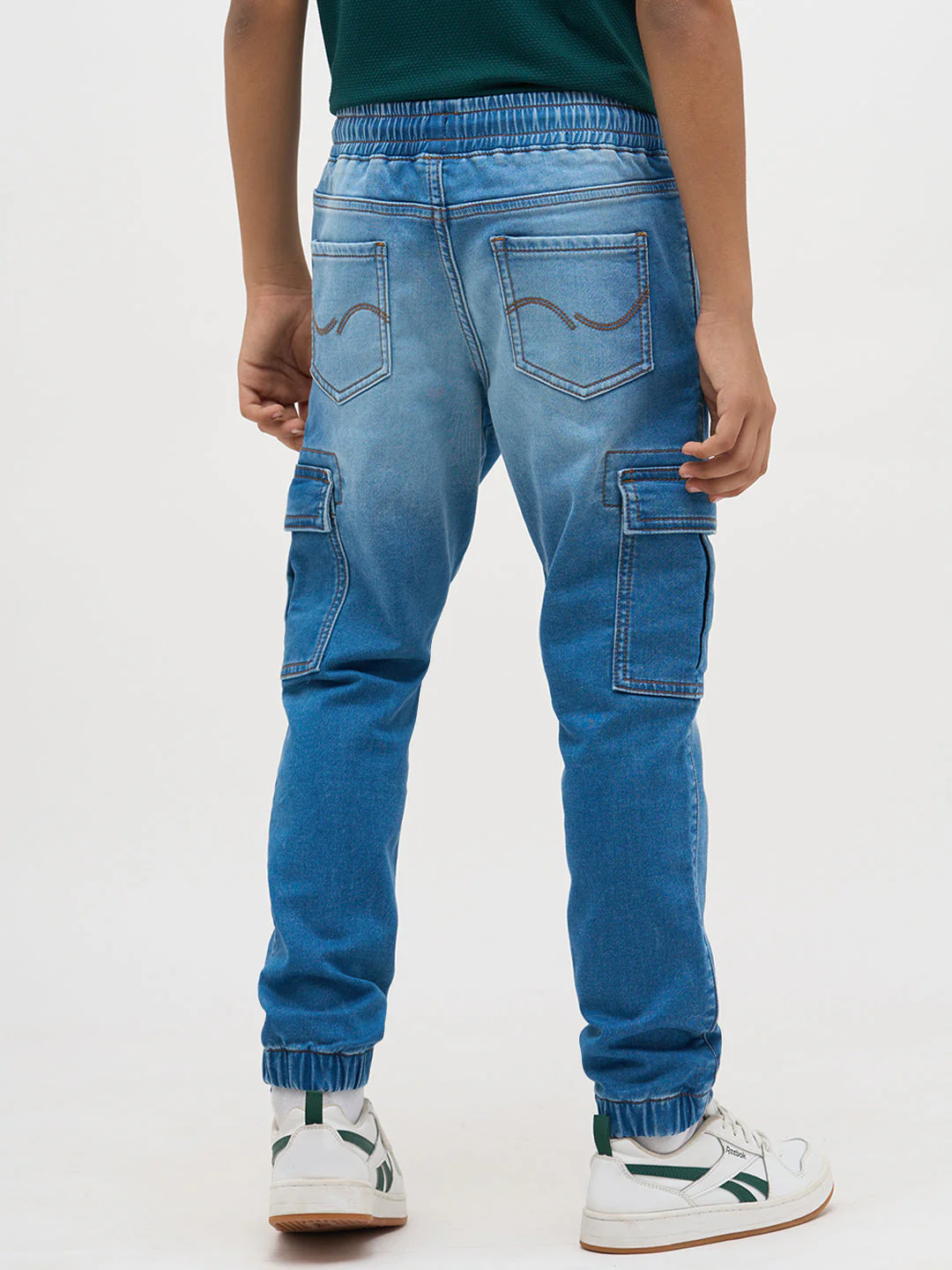 Blue Cotton Faded Jogger Jeans - Image 4