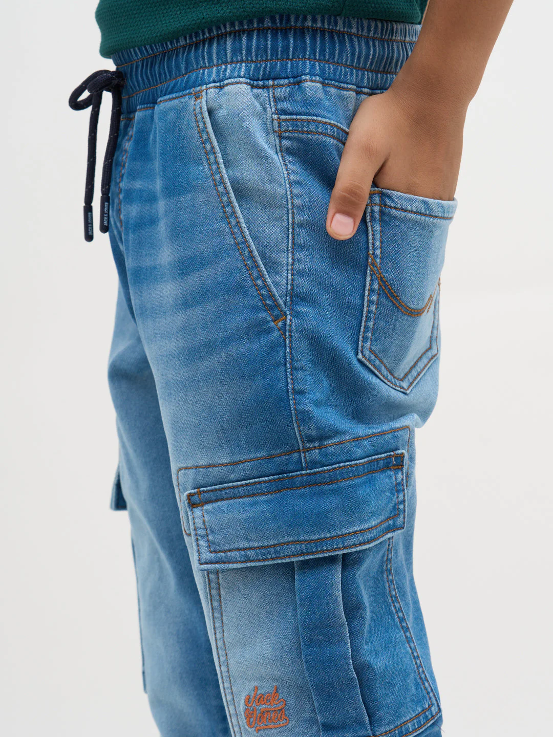 Blue Cotton Faded Jogger Jeans - Image 6