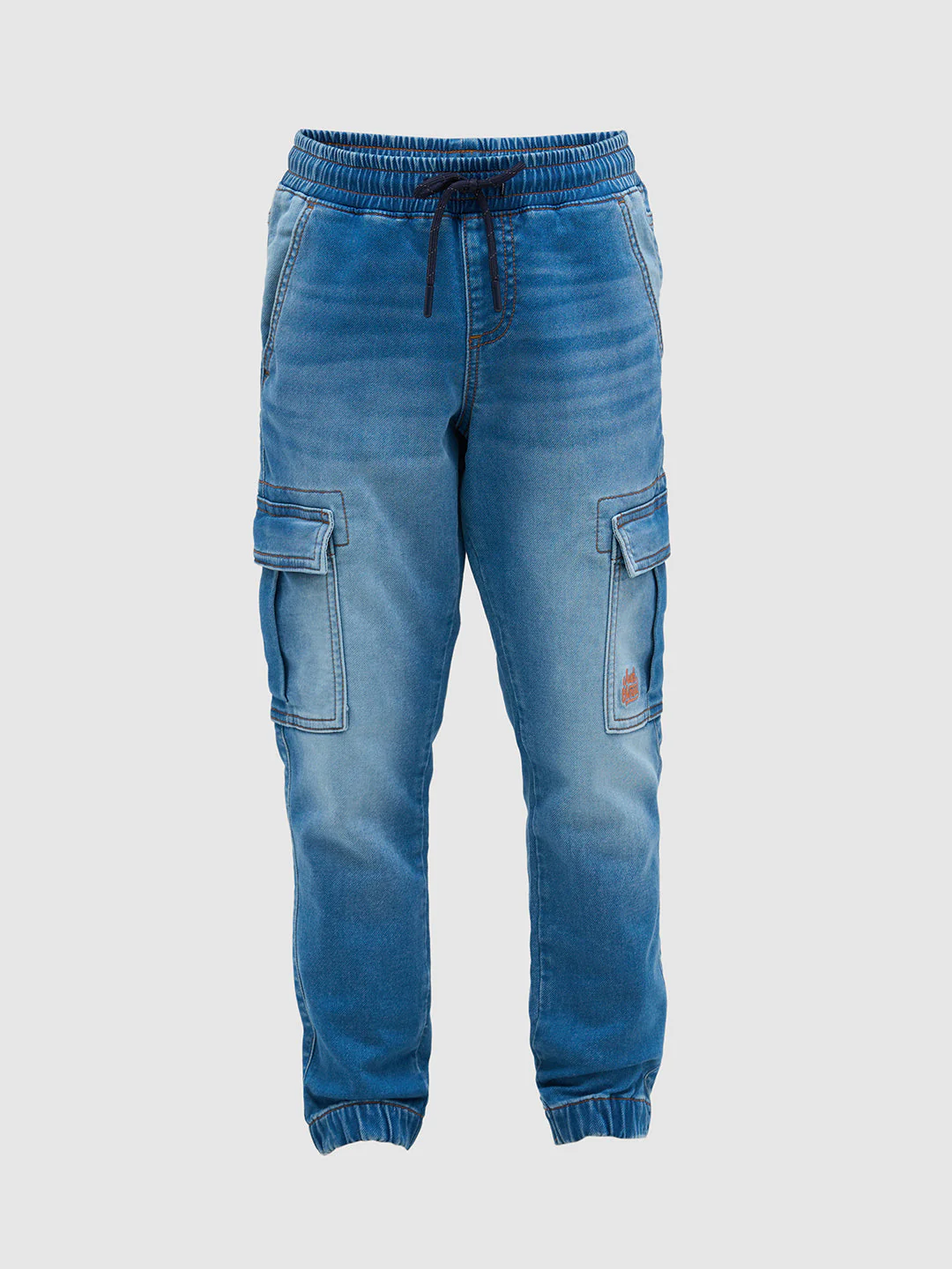 Blue Cotton Faded Jogger Jeans - Image 7
