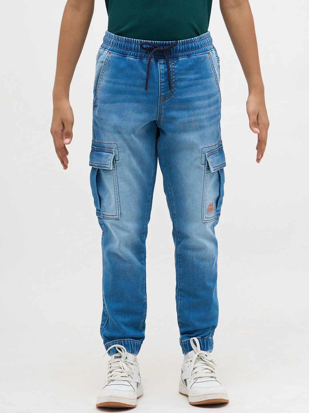 Blue Cotton Faded Jogger Jeans - Image 8