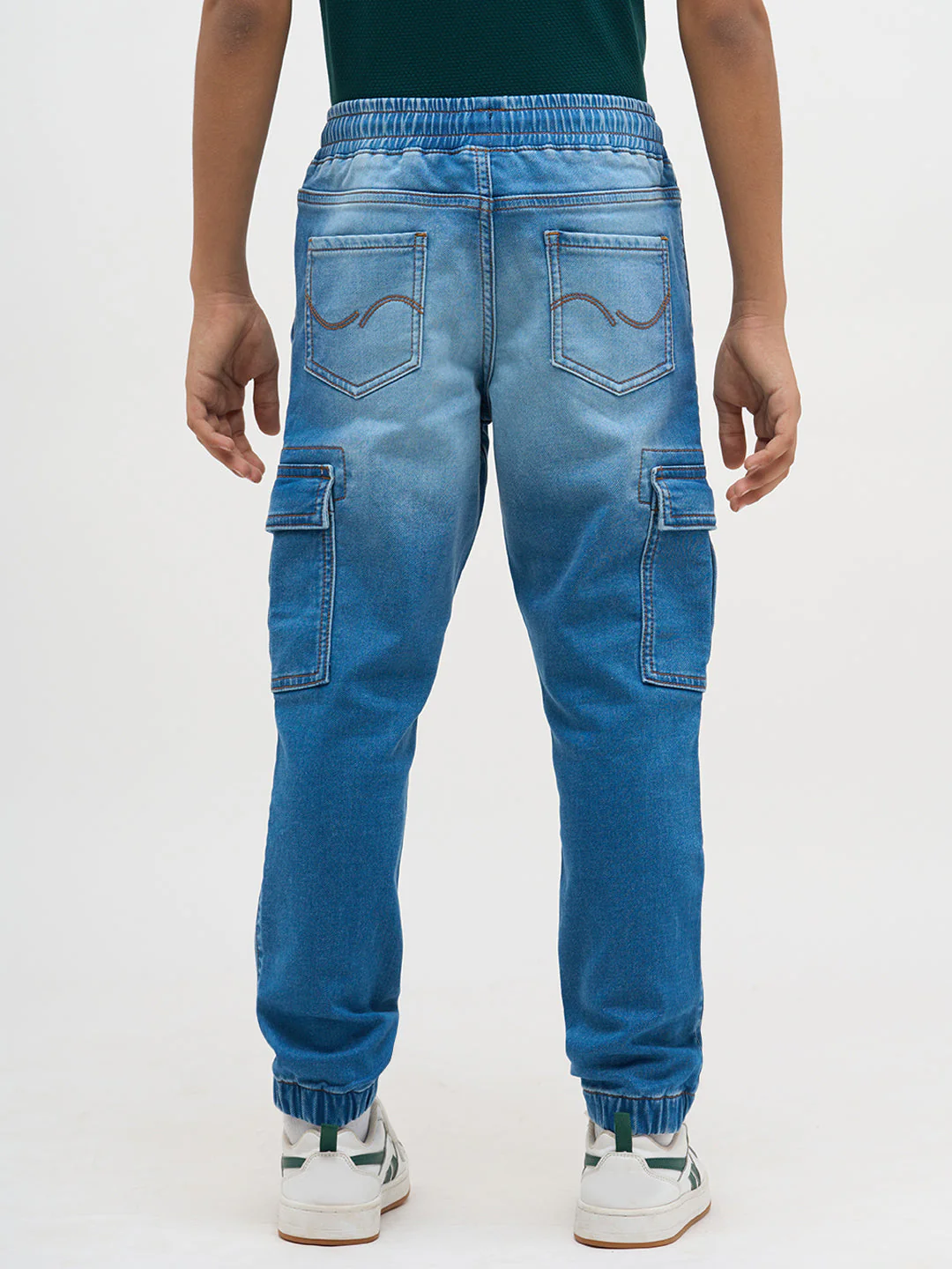 Blue Cotton Faded Jogger Jeans - Image 9