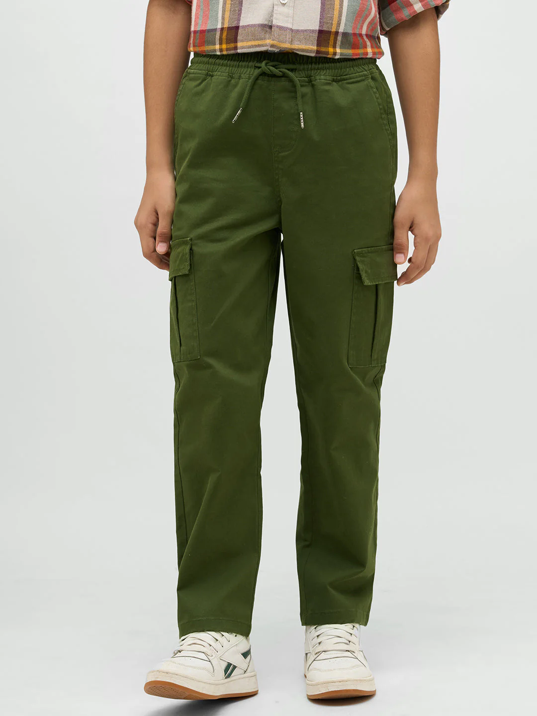 Boys Dark Green Cotton Pants - Image 2