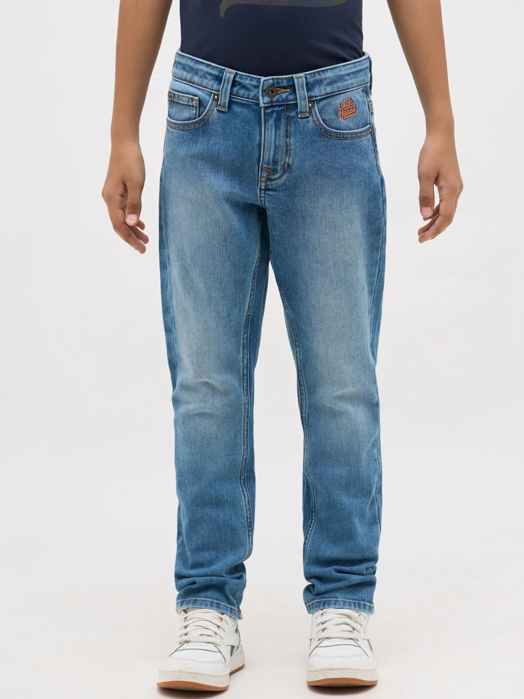 Light Blue Washed Regular Fit Jeans - Image 8