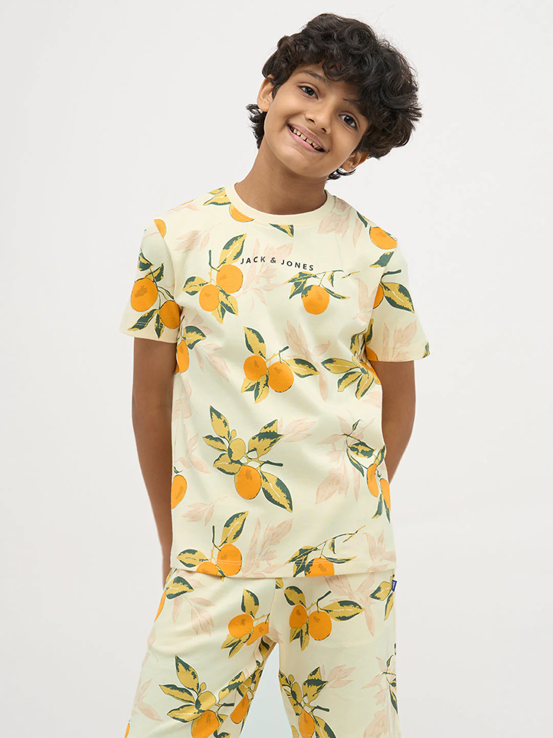 Light Yellow Printed Cotton T-Shirt - Image 2
