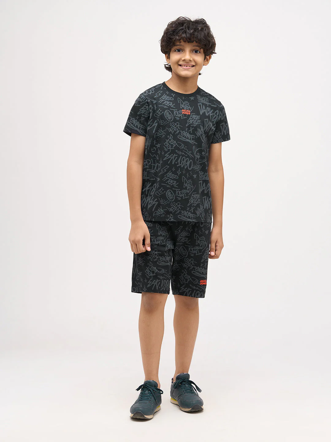 Boys Printed Cotton T-shirt - Black - Image 5