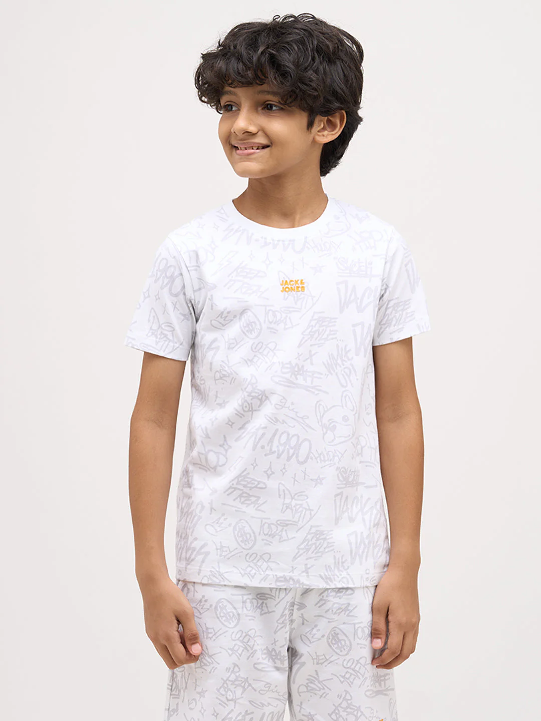 Boys Printed Cotton T-shirt - White - Image 2