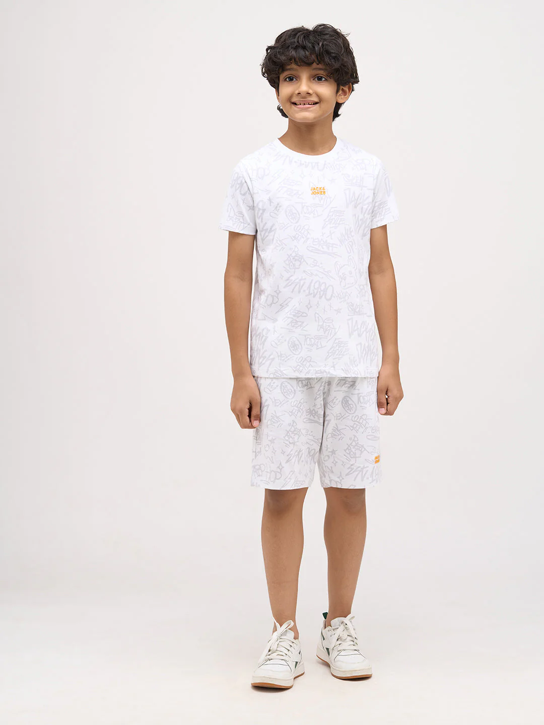 Boys Printed Cotton T-shirt - White - Image 5