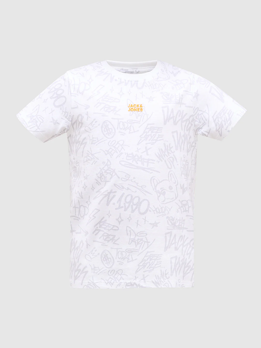 Boys Printed Cotton T-shirt - White - Image 7