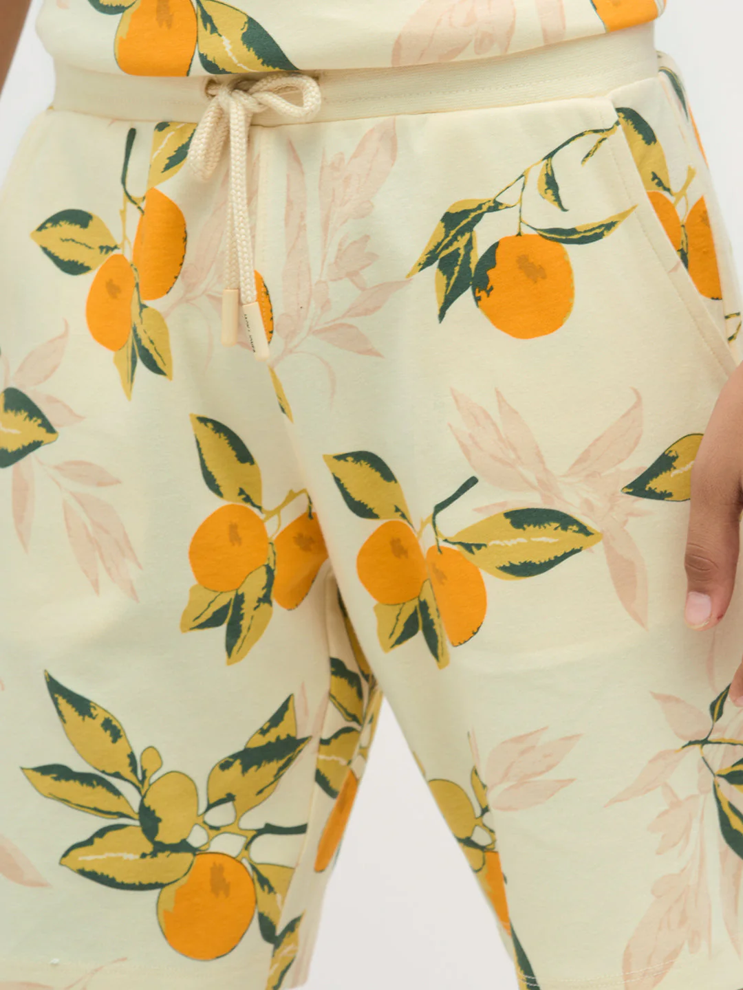 Light Yellow Printed Cotton Shorts - Image 6