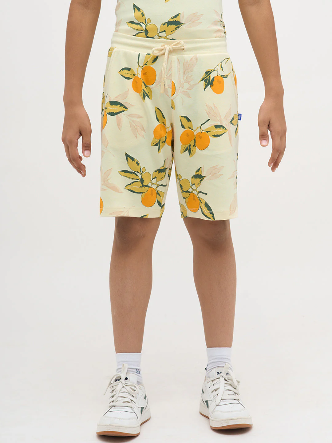 Light Yellow Printed Cotton Shorts - Image 8