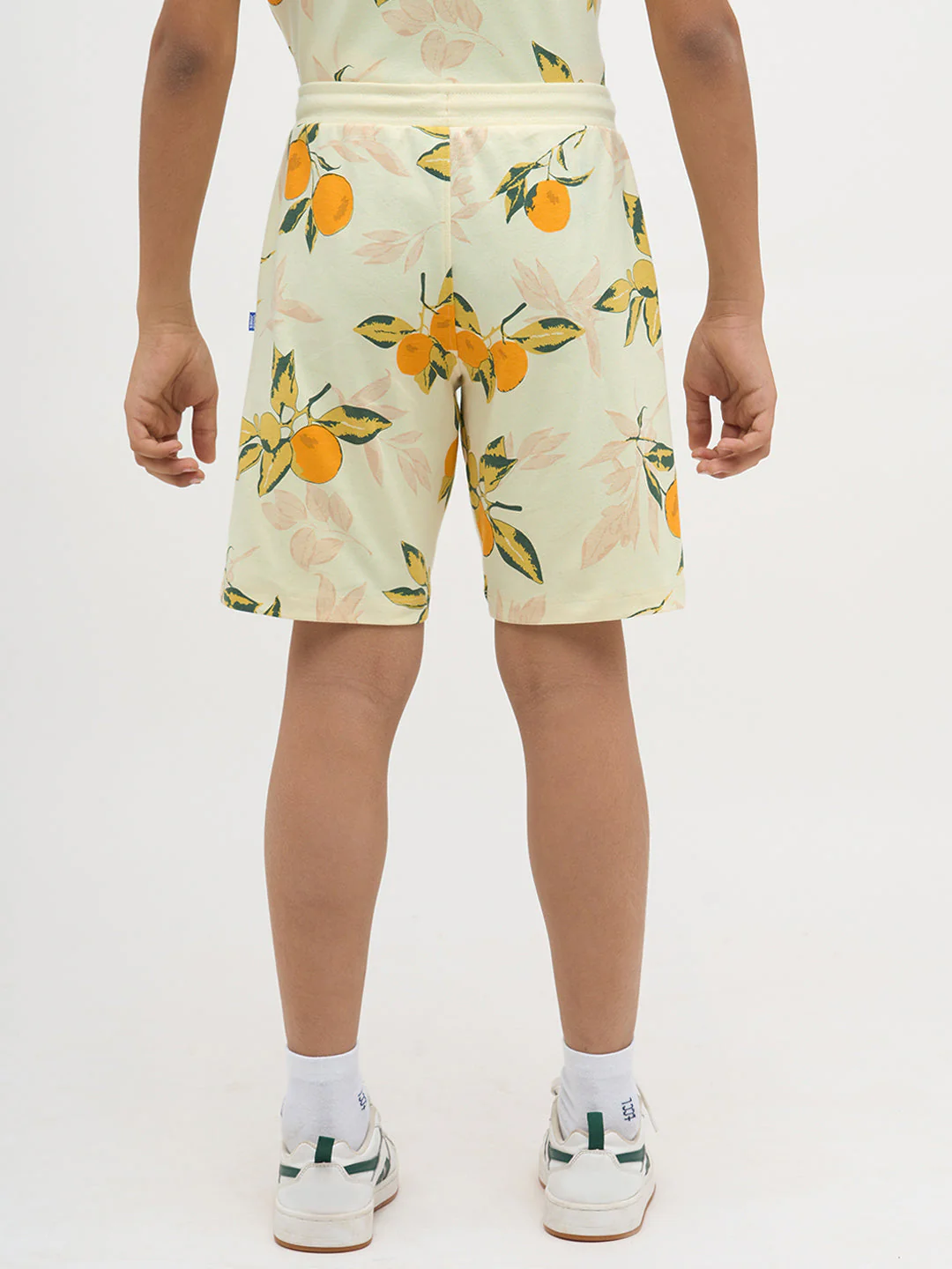 Light Yellow Printed Cotton Shorts - Image 9