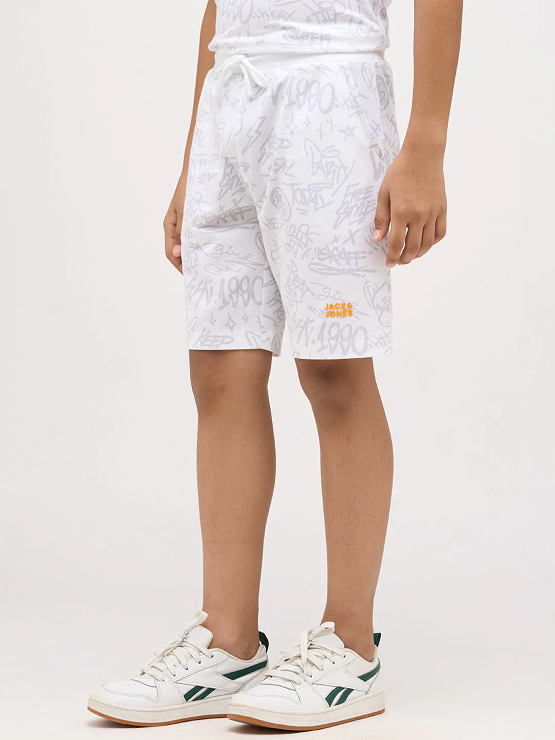 Boys Printed Cotton Shorts - White - Image 3