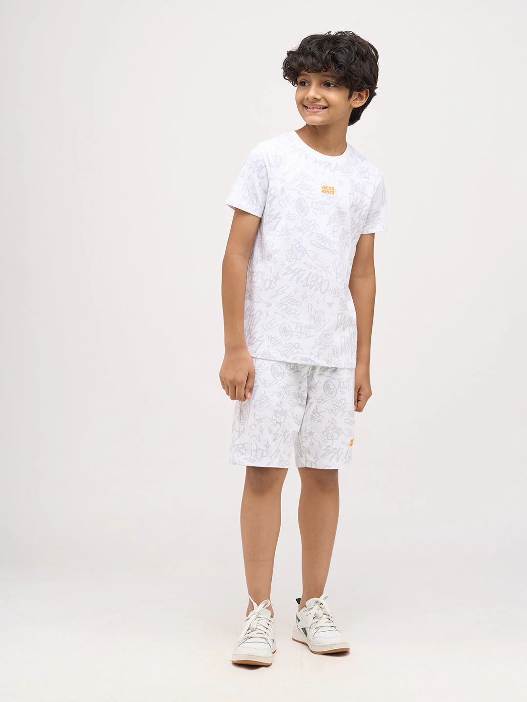 Boys Printed Cotton Shorts - White - Image 5