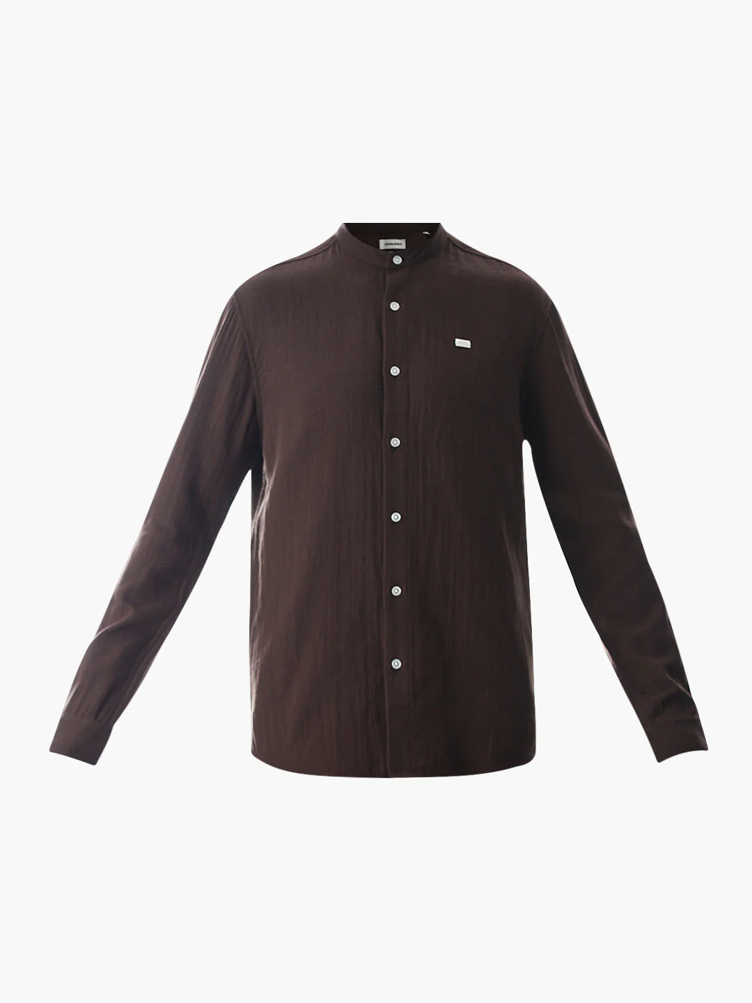 Double Cloth Cotton Shirt - Dark Brown - Image 7