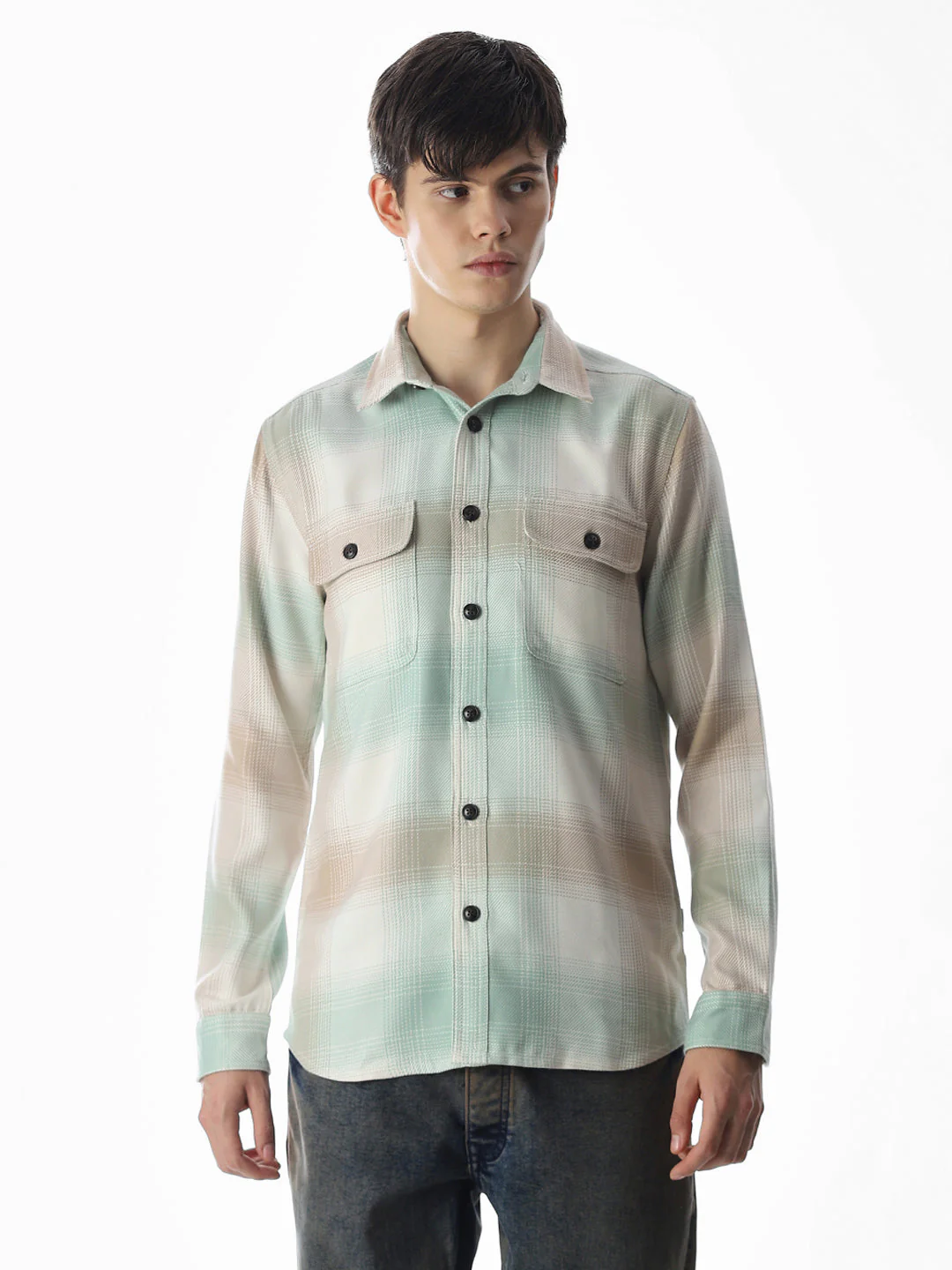 Iceberg Green Check Shirt - Image 2