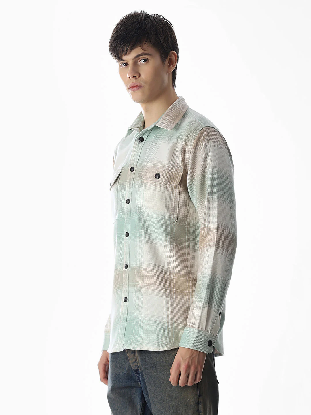 Iceberg Green Check Shirt - Image 3