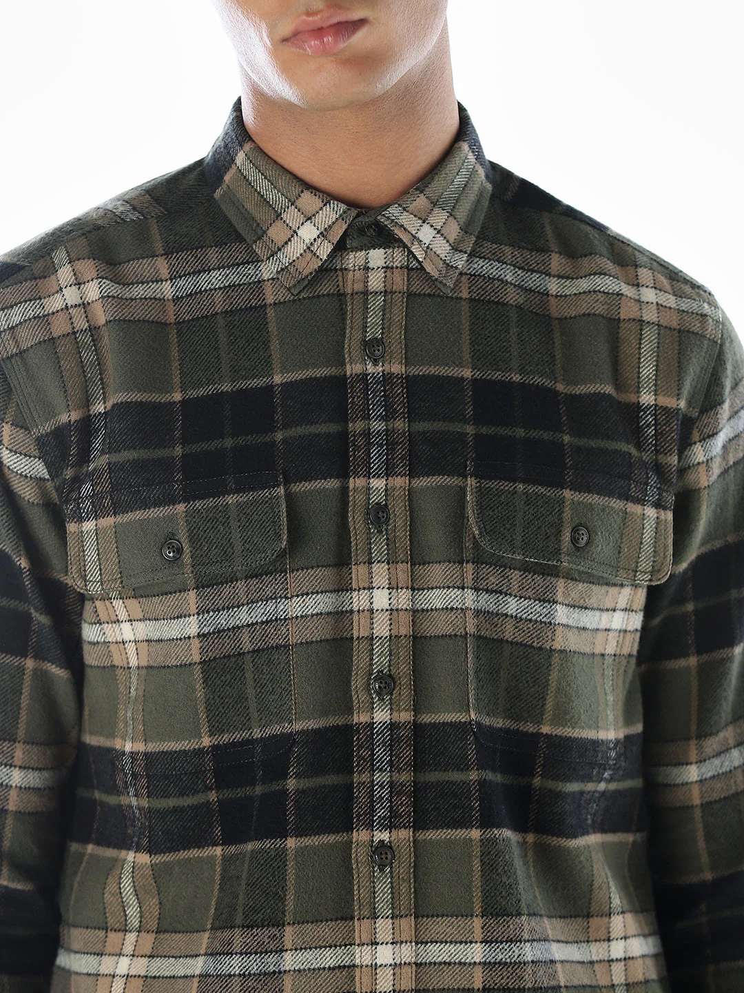 Olive Green Flap Pockets Shirt - Image 5